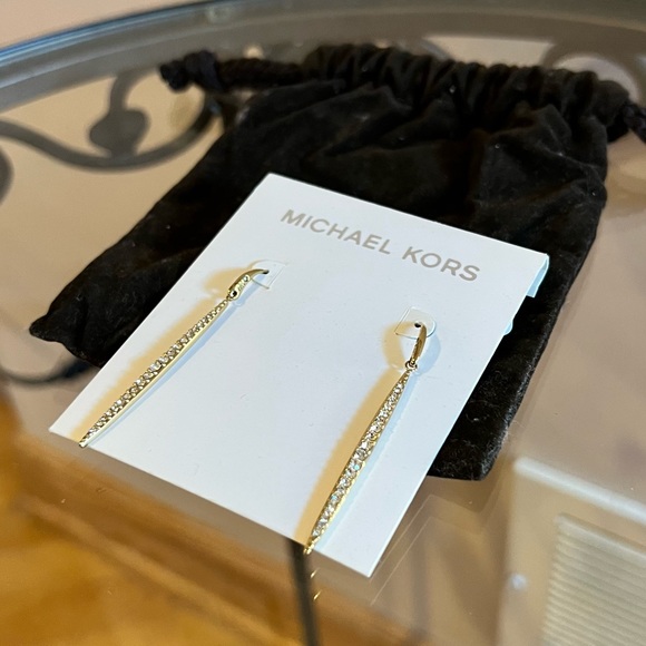 MK Gold & Silver Sparkle Drop Earrings - Picture 3 of 4